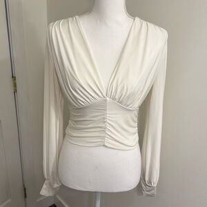 Saints 21 Silky Ivory Women’s Crop Long Sleeve Top Stretch No Size Tag